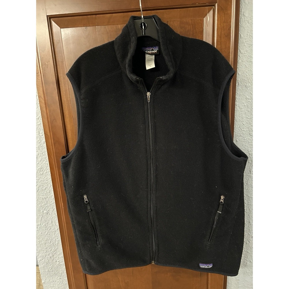 Patagonia Synchilla Vest Men's XL Black Fleece Zip Pockets